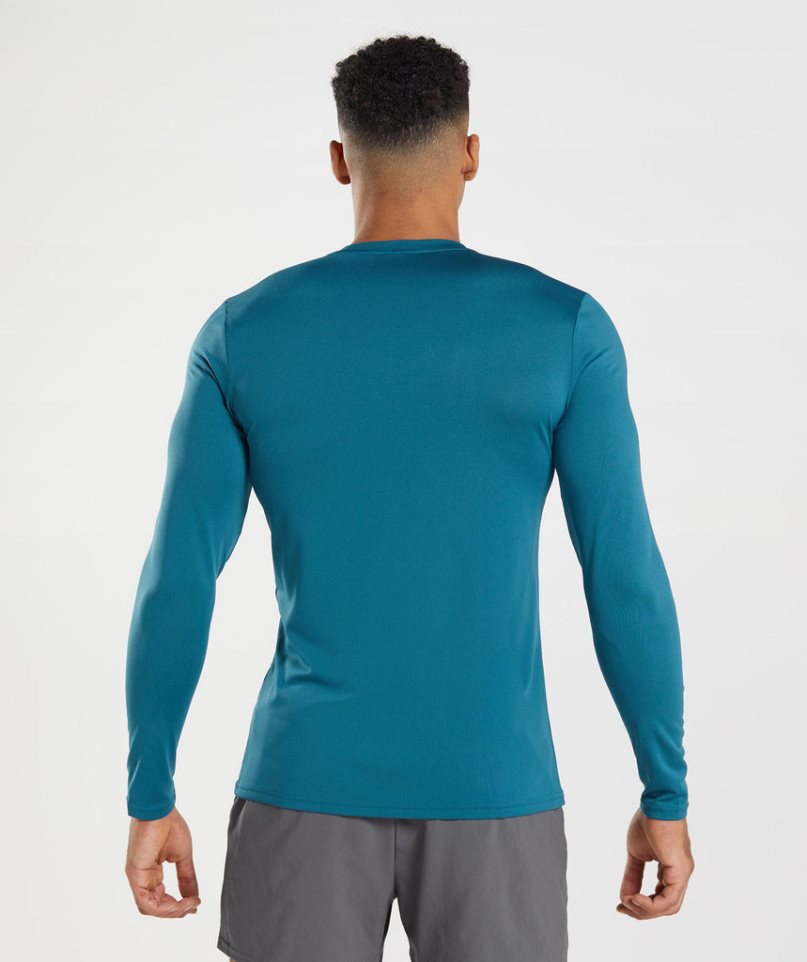 Koszulki Gymshark Arrival Long Sleeve Męskie Niebieskie | PL 729XLB